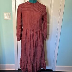 Universal Thread Long Sleeve Textured Dress - Rust